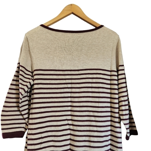 Banana Republic tan maroon stripes tunic  sweater dress shirt - Picture 6 of 9